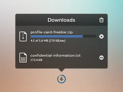 Download Popover bar black button buttons details download file freebie icon icons item list popover popup progress psd psddd transparent ui upload window