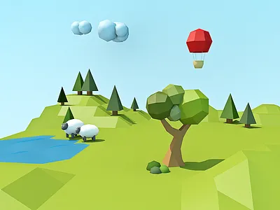 3D Poly-land 3d c4d design illustration low poly poly polygons render