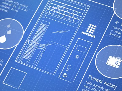 Juicebox blueprint blue blueprint cup drink icons juice orange scheme