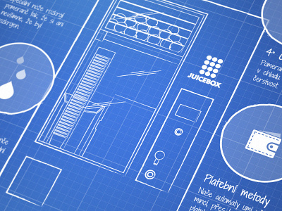 Juicebox blueprint blue blueprint cup drink icons juice orange scheme