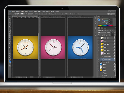 Clock - Three Design Giant blue clock dribbble iconfans orange purple zcool