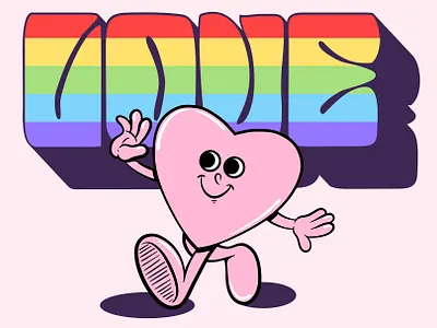 Retro Character cartoon character clipart creative market cute design heart illustration logo love retro valentines day vector