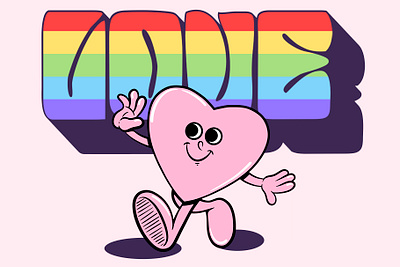 Retro Character cartoon character clipart creative market cute design heart illustration logo love retro valentines day vector