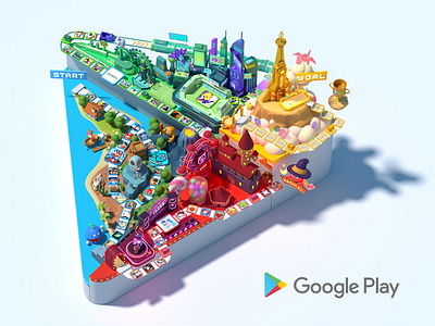 Google Play Game World 2021 3d app board game c4d character cinema4d game google map octane