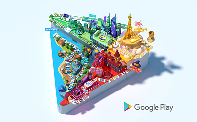 Google Play Game World 2021 3d app board game c4d character cinema4d game google map octane