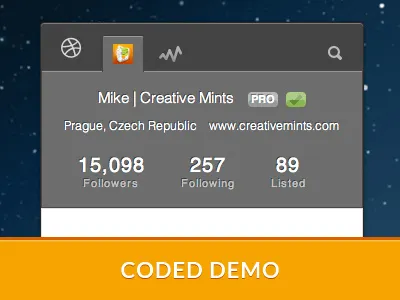Dribbble Widget - Coded Demo app coded creative mints david hill dribbble html widget