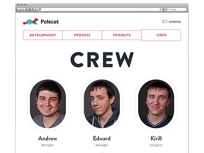 iPolecat Crew clean large typography menu polecat team white