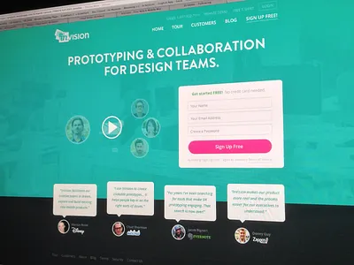 InVision Landing circles form home invison landing quotes sign up video