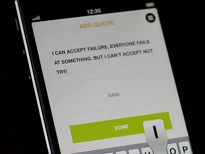 Input form app button done fields flat form input iphone minimalistic note quotato quote text