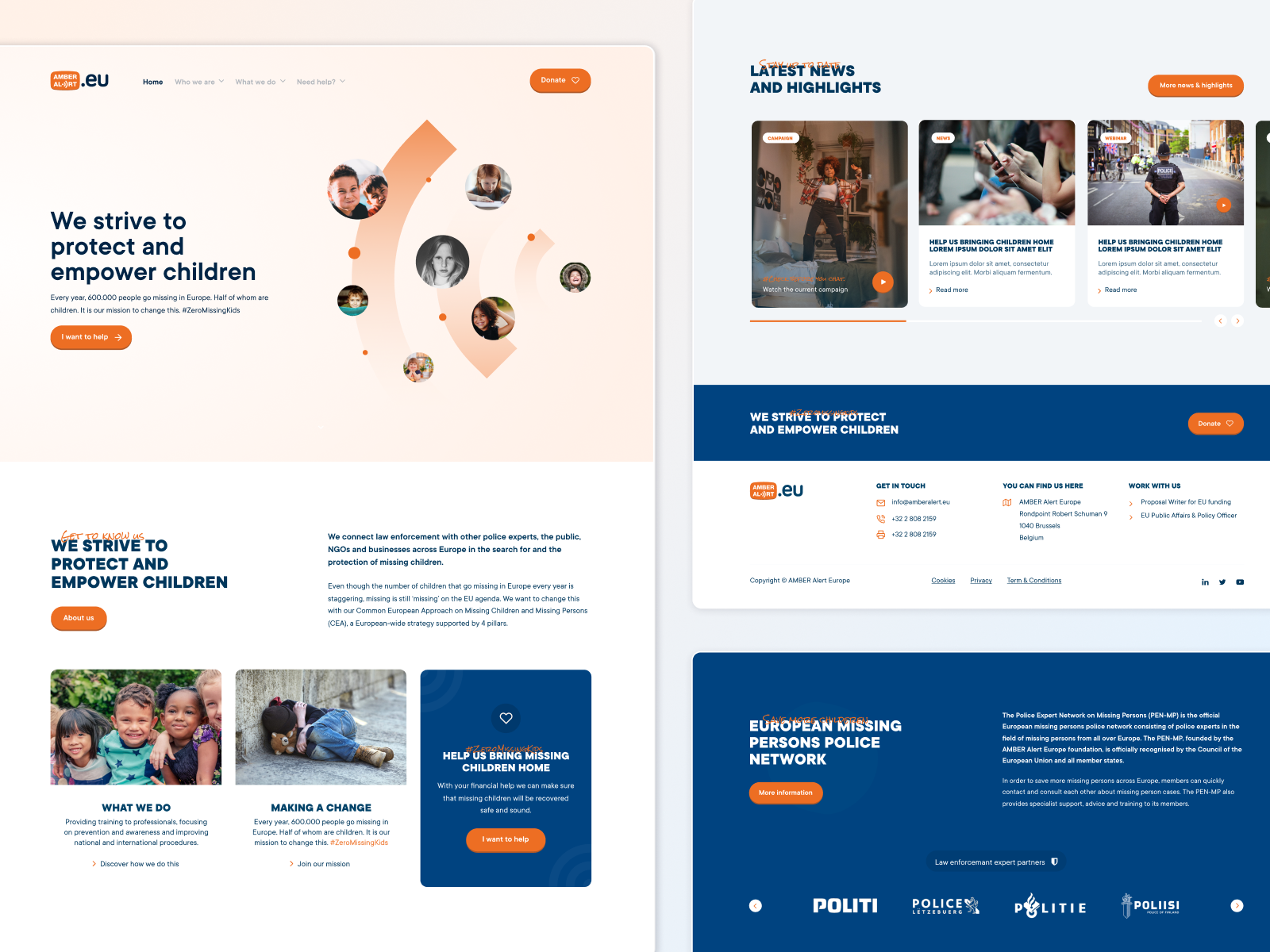 Example of Amber Alert Europe - Homepage exploration