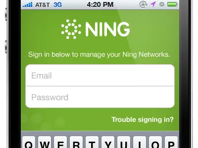 Ning iPhone Login Screen iphone login ning