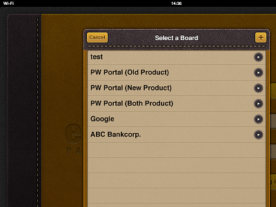 eBoard app for iPad - Select a Board app eboard ios ipad ui user interface