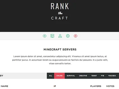 Minecraft Server Lists black flat homepage icons minimal minimal design mockup simple site squarespace typography ui web web design website white