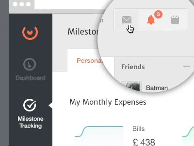 Layout Two chart dashboard layout navigation orange tabs web website