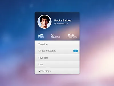 Twitter Widget block free menu profile stats twitter ui widget
