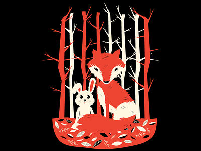 Bunny, I love you foxever! bunny fox leaves rabbit tree woods