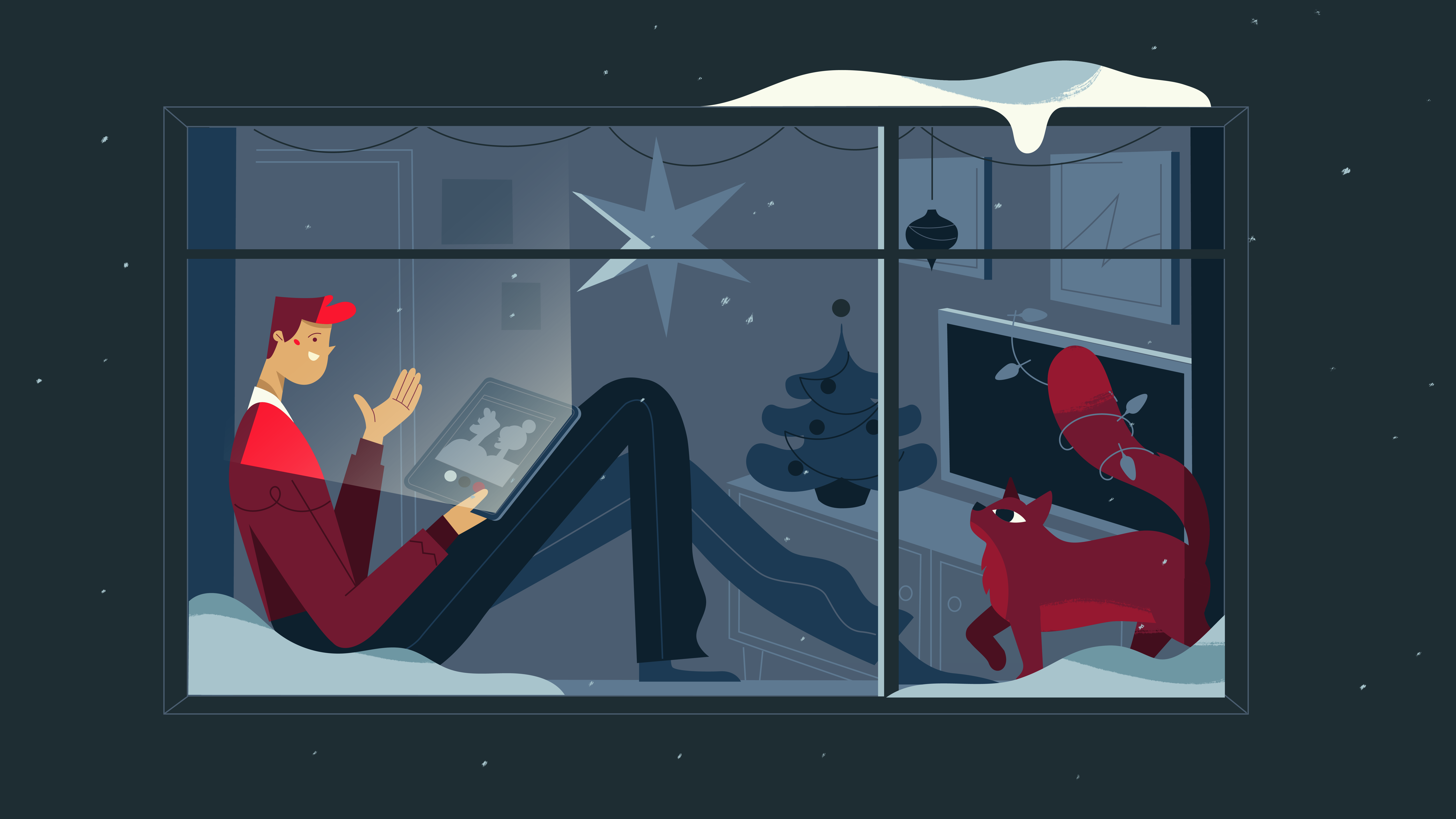 Never alone at Christmas 2d celebration christmas creative home illustration longdistance new year