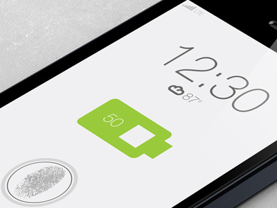 Charging iOS7 app battery charge concept fonts green icons ios ios7 iphone os phone screen thumb thumbprint unlock screen weather