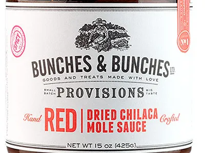 Red Dried Chilaca Mole Sauce food jar label letterpress mole packaging