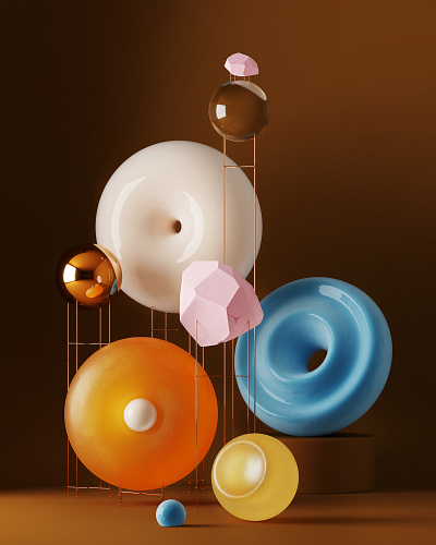 Classic composition 3d bold candy graphic design illustration joy orange sweet toy