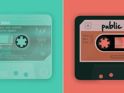 Mixtape montage analog cassette colorful hip hop mixtape retro tape