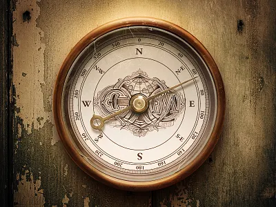 Compass atmosphere compass copper glass glow grunge illustration light metal reflex rusty shadow sketch skratch texture wall wood