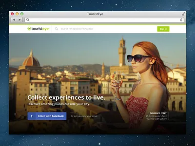 TouristEye Home Screen clean header home layout splash touristeye travel web website