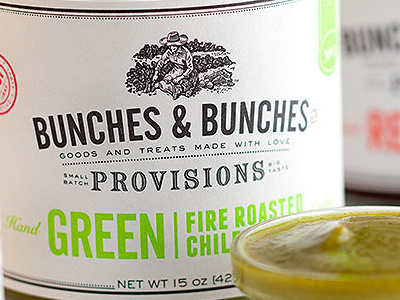Green Fire Roasted Chile Sauce food jar label letterpress mole packaging