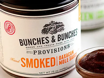 Smoked Oaxacan Mole Sauce food jar label letterpress mole packaging