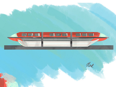 Monorail VII digital digital painting disney disneyland disneyworld future monorail painting photoshop tomorrowland transport