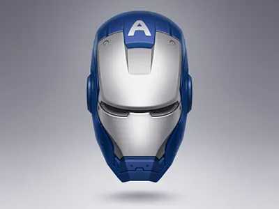 IRON MAN (Captain America) blue captain america futurism head helmet icon iron man metal technology