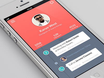 TimelineAppUI app betraydan call design flat flatui iphone iphone5 map profile timeline timestamp ui ux