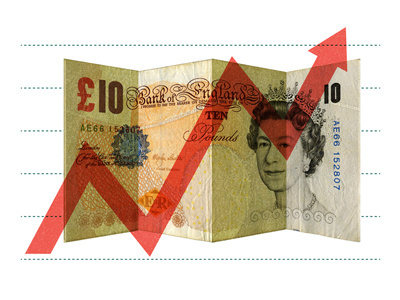 Banking and Finance #1...again. banking finance illustration investment line chart mixed media money pound queen