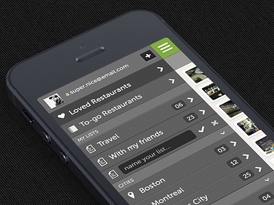 Restos Slide Navigation app ios iphone mobile navigation restaurant ui