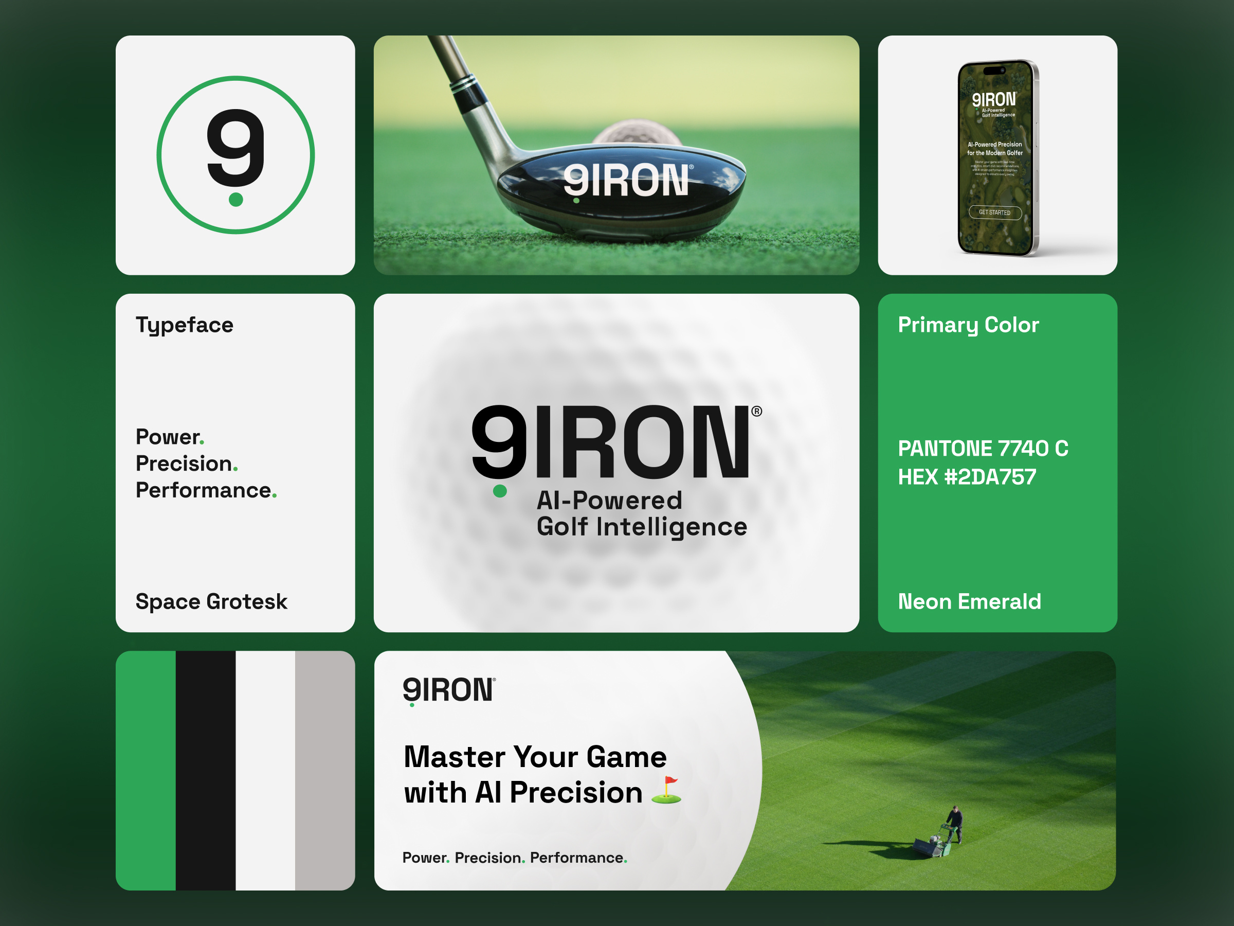 9IRON – AI-Powered Golf Intelligence ⛳ ai brandbook brandidentity branding florida golf golf club logo logobook miami mobile app naples sarasota sport state tech ui usa web design