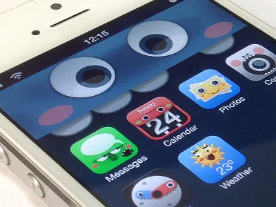 iOS Monsters animation apps calendar clock funny glow icon illustration ios mail messager monsters new photo samuel suárez teeth ui