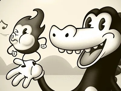 Anniversary T-Shirt black white character design classic croc flame illustration music retro t shirt