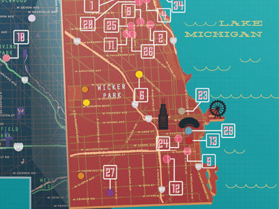 K-Card Map Design bean chicago illinois k card lake listings locations map mapped waves