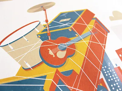 Sara Bareilles Tour Poster city drum guitar piano poster screenprint speaker symbol tour