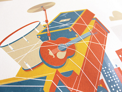 Sara Bareilles Tour Poster city drum guitar piano poster screenprint speaker symbol tour