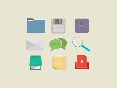 Flats box bubble chat clock colorful disc download email envelope file flat floppy folder free freebie glass icon magnifying mail notepad photoshop post it psd shadow sticky