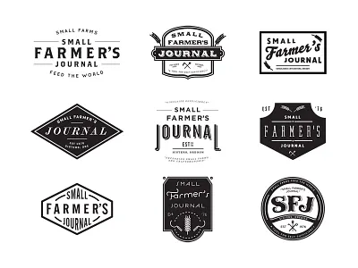Small Farmer's Journal axe badge badges branding exploration farm farming farms hoe identity john h ratajczak journal logo old timey oregon periodical pitchfork scythe vernacular wheat