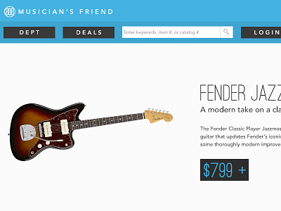 Musician'sFriend Re-design flat grid music web website