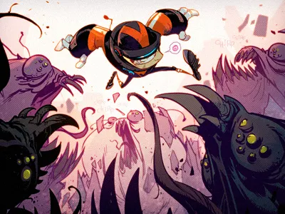 Impossible Jack cartoon creaturebox illustration orange pink sci fi spaceman