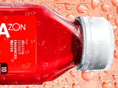 Amazon Waters - Bottle Rendering 3d rendering advertising amazon waters design graphic design illustration photoshop