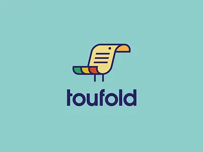 Toufold analog bird brand branding digital document duplication fold fun heisler identity logo logotype minimal paper sean simple toucan
