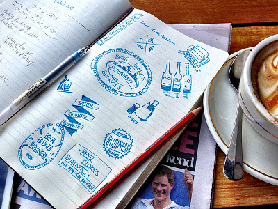 Beers Blokes Business Podcast barrels beer blokes bottles branding business cap coffee concept label like logo pencil ribbon sign signage sketch tap