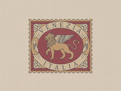 Venice, Italy Illustration, 2022 badge design gondola heritage illustration italia italy lion stamp travel veneto venezia venice vintage winged lion