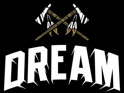 Dream Warrior feathers gold hatchet illustration native american negative space tomahawk vector wood pattern