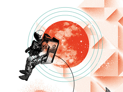 Space, Man... astronaut collage illustration music space t shirt
